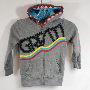 365 Kids Garanimals Grey Boys Full Zip Lng Slv Hoodie Jacket Great Shark Sz 4